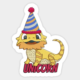 Unicorn / Beardie In A Party Hat Sticker